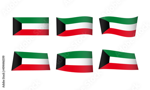Kuwait Flag Set Emirate Flags National Symbol Banner Icon Vector Stickers Asia Arabian Wave Country City State Wavy Realistic Culture Nation Republic Kingdom Every All Flag