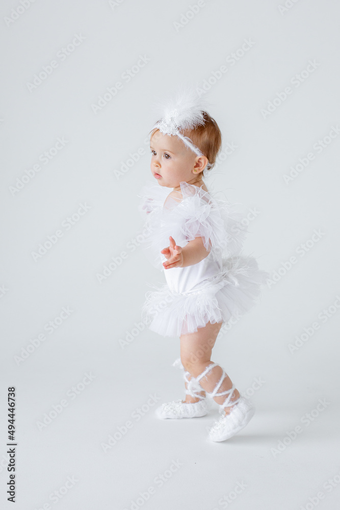 little baby ballerina on a white background little baby ballerina on a white background