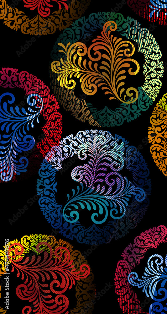 custom made wallpaper toronto digitalvarious ornaments in the form of circles with colorful stems