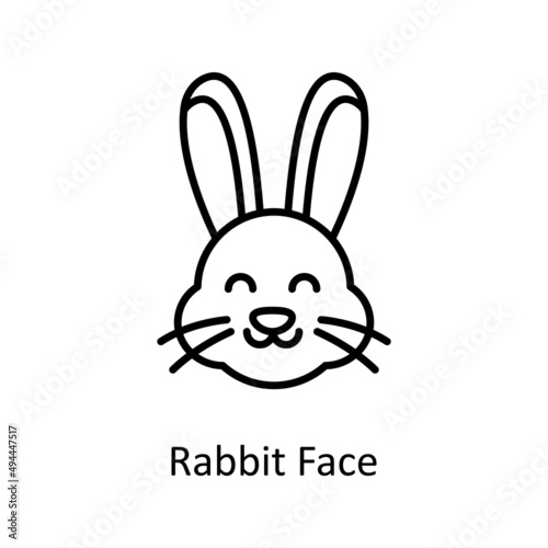Rabbit Face vector Outline Icon Design illustration. Easter Symbol on White background EPS 10 File
