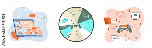 Daily schedule metaphor, daily affairs person, discipline indicators time for rest, work, sleep, food. Scheduling activities for day, time management, distribution of tasks, circle sectors occupation