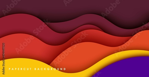 abstract colorful wavy overlap papercut background. eps10 vector