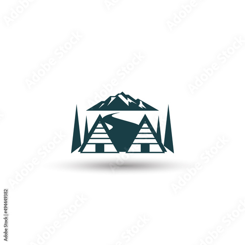 Mountain cabins village cottage logo design template