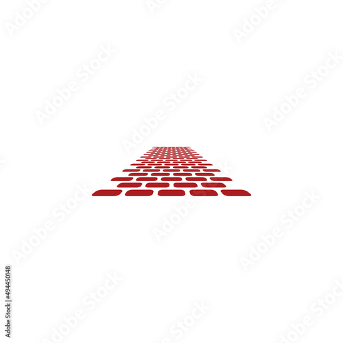 Red bricks road modern property home building icon symbol vector illustration