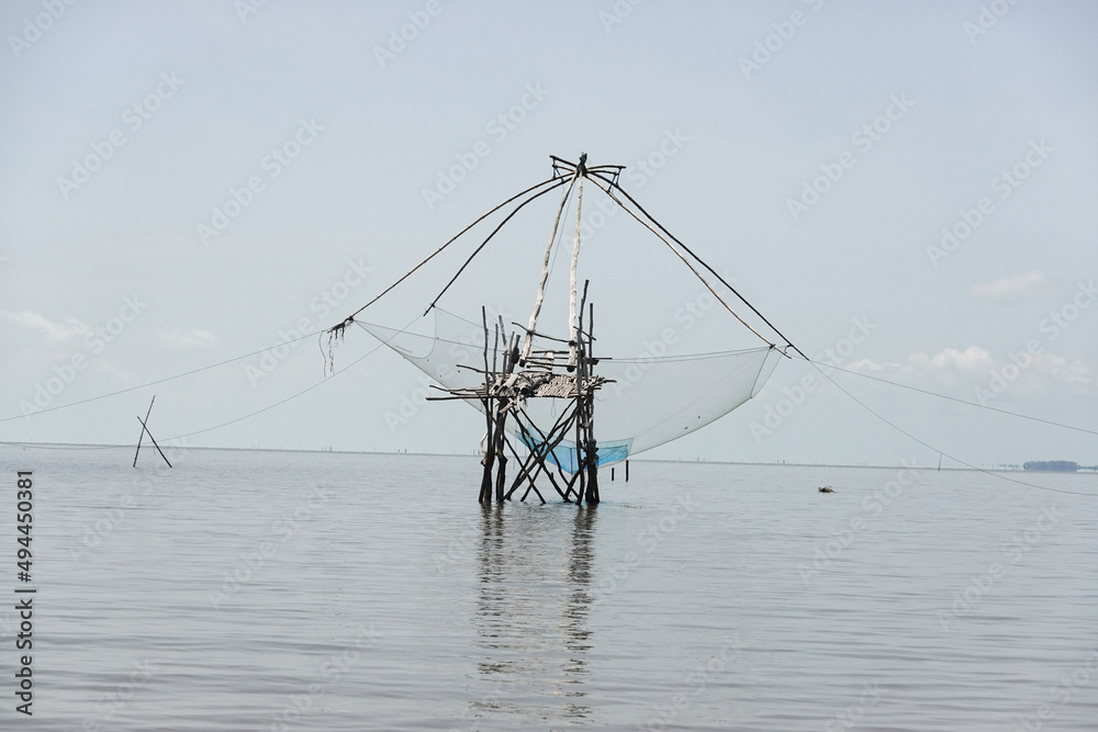 Fishing net in the sea