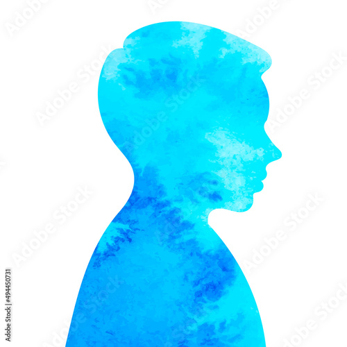 portrait man in profile watercolor silhouette isolated vector
