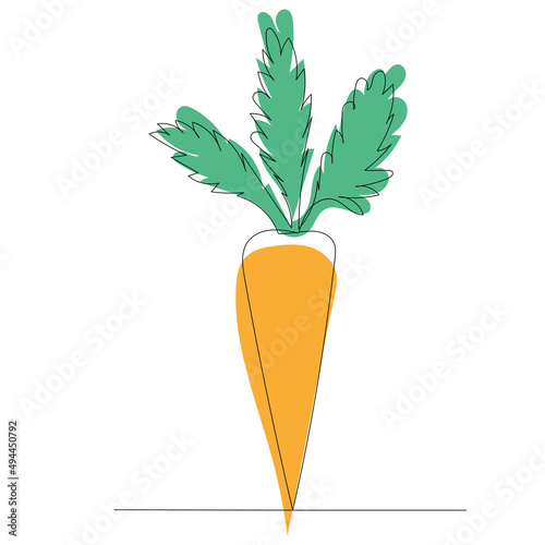 carrot drawing one continuous line vector