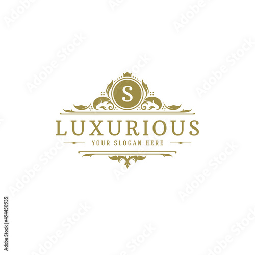 Luxury logo crest template design vector illustration.