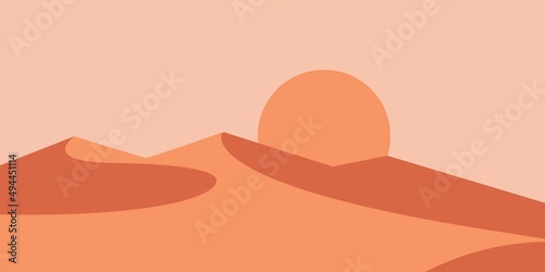 Set of desert landscape with a sun and sandy poster vector illustration design