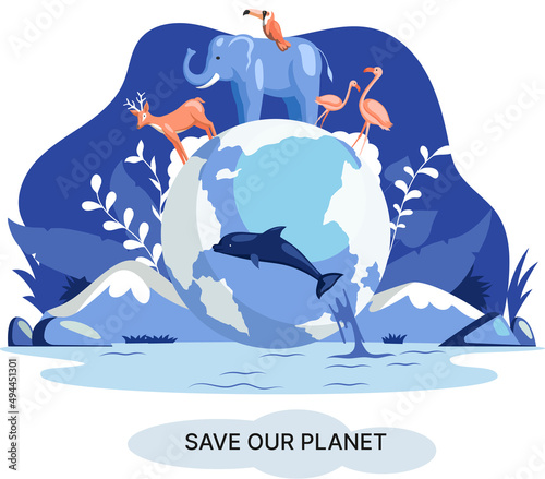 Save our planet ecological metaphor Earth day, love for native home. Sustainable gardening renewable energy. Caring for nature protecting environment stop air and water pollution, rational consumption