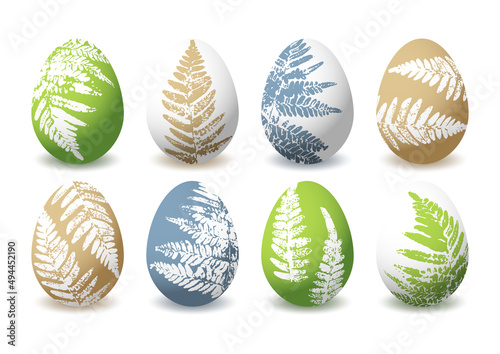Set of Easter eggs with fern floral ornate for Your holiday design