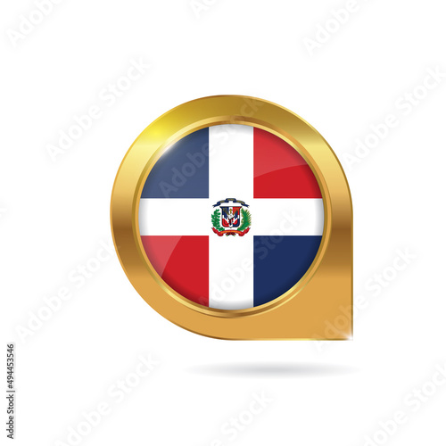 Flag of Dominican Republic, location map pin, pointer flag, button with the reflection of light and shadow, gold frame, Icon country. Realistic vector illustration on white background Free Download Flag of Dominican Republic, location map pin, pointer flag, button with the reflection of light and shadow, gold frame, Icon country. Realistic vector illustration on white background - GFXLoad