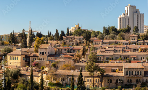 Yemin Moshe neighborhood in Jerusalem - view from the walls of the Old City