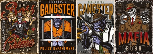Gangster posters collection with inscription photo