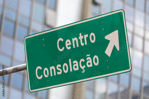 Street sign located on Avenida Paulista, in the city of São Paulo. photo