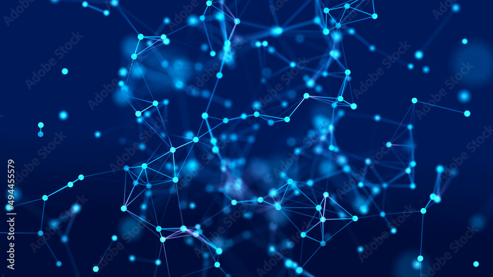 Electronic block of information dissemination. The movement of triangular figures in a structural connection. 3D rendering Electronic block of information dissemination. The movement of triangular figures in a structural connection. 3D rendering