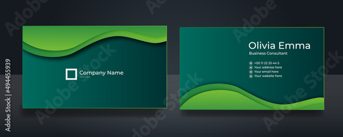 abstract green theme geometric business card design