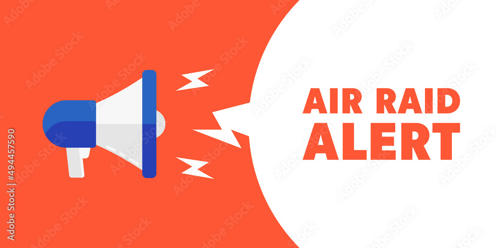 Verschrikkelijk Vervloekt Pelmel Air raid alert megaphone background. Warning siren alarm banner.  Loudspeaker danger signal poster. Stock Vector | Adobe Stock