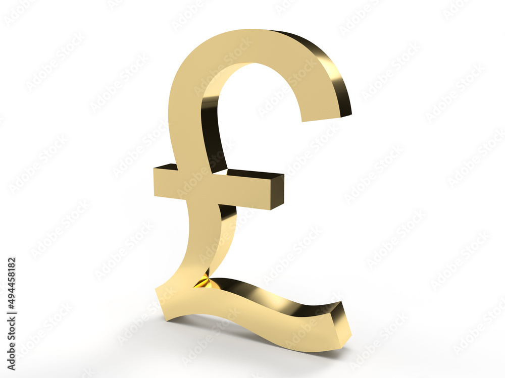 3d render pound symbol gold isolated white background 3d render pound symbol gold isolated white background