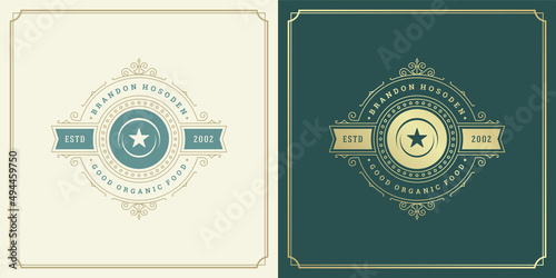 Restaurant logo design vector illustration dish plate silhouette