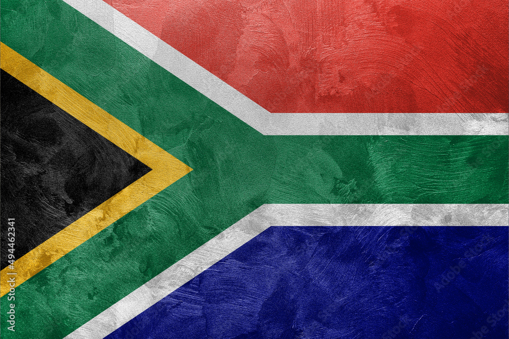 Textured photo of the flag of South Africa.