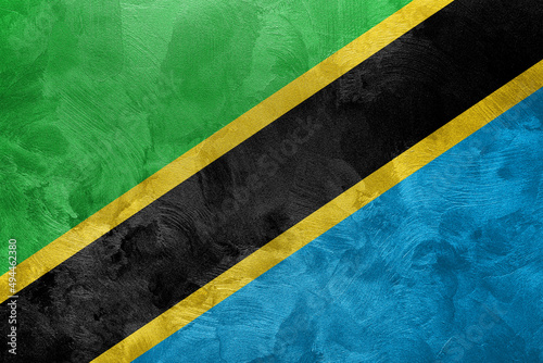 Textured photo of the flag of Tanzania.