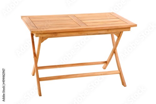 teak wooden table isolated on white background