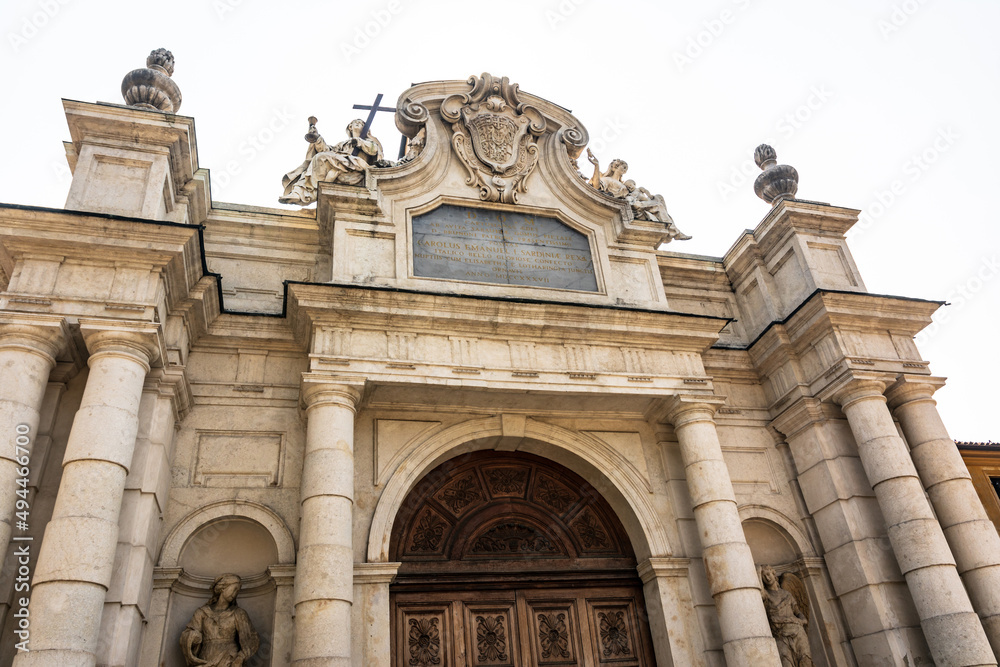 Detail of the entrance door of Certosa Reale in Collegno, Turin, Italy
