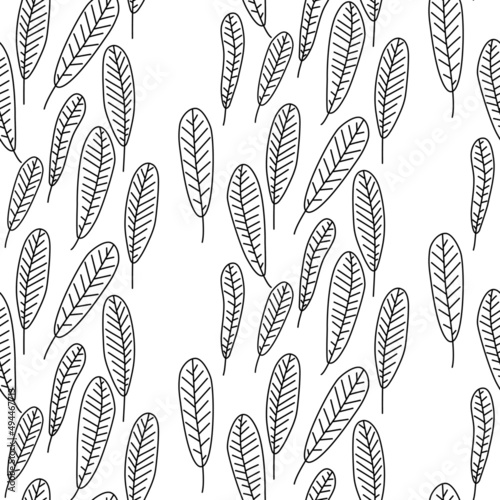 Vector seamless half-drop pattern, with leaves