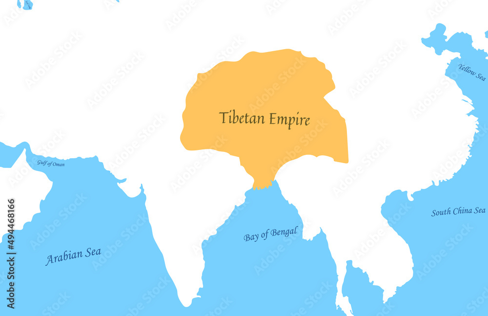 Map of Tibetan Empire Asia China Country