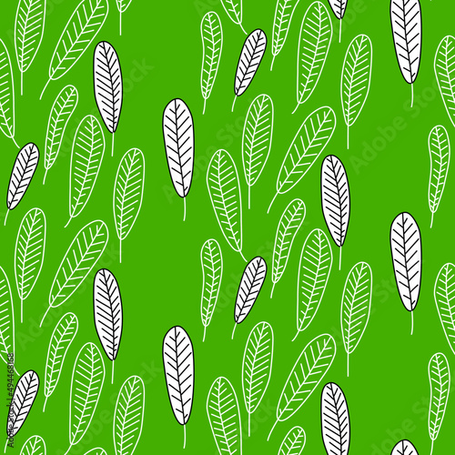 Vector seamless half-drop pattern, with leaves