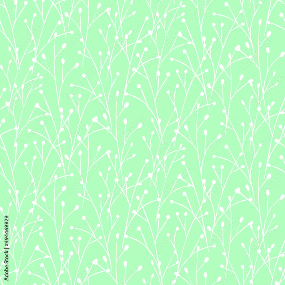 Vector seamless half-drop pattern, with leaves Vector seamless half-drop pattern, with leaves