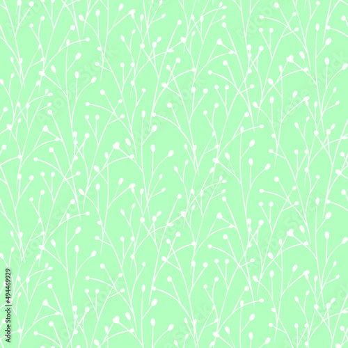 Vector seamless half-drop pattern  with leaves