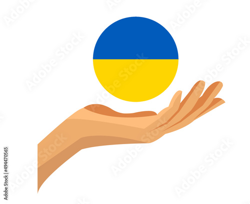 Ukraine Flag Icon Emblem With Hand Symbol Abstract National Europe Vector illustration Design