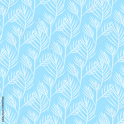 Vector seamless half-drop pattern, with leaves