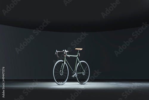 black bicycle on black background
