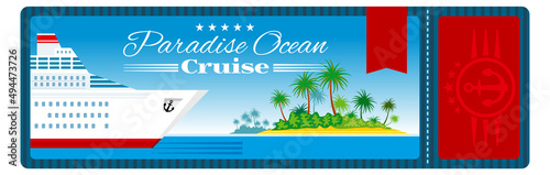 Ocean cruise boarding pass. Ship ticket template