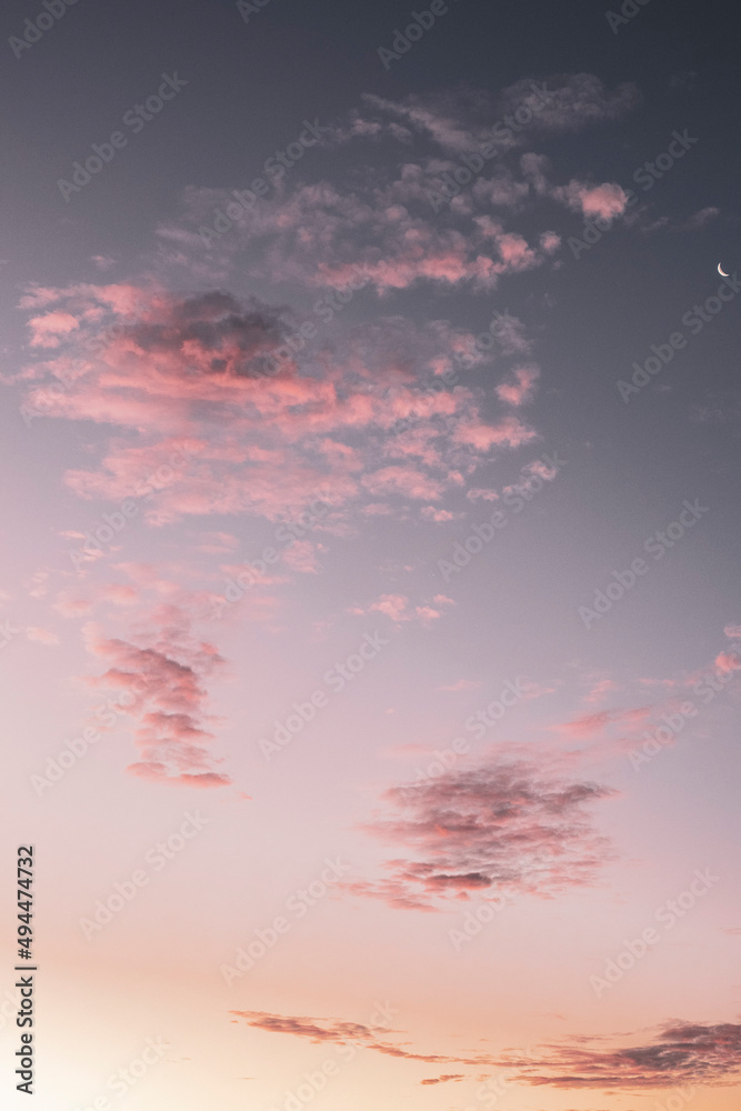 Sonnenuntergang, lila Wolken, pink sky, Sunset, clouds, Wolken