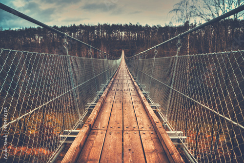 Suspension rope bridge in Hohe Schrecke, Germany. photo