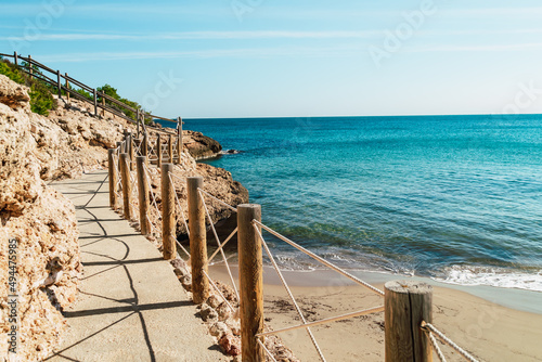 Φωτογραφία Pedestrian access to Cala Vidre located in the municipality of Ametlla de Mar, Tarragona, Costa Dorada, Spain