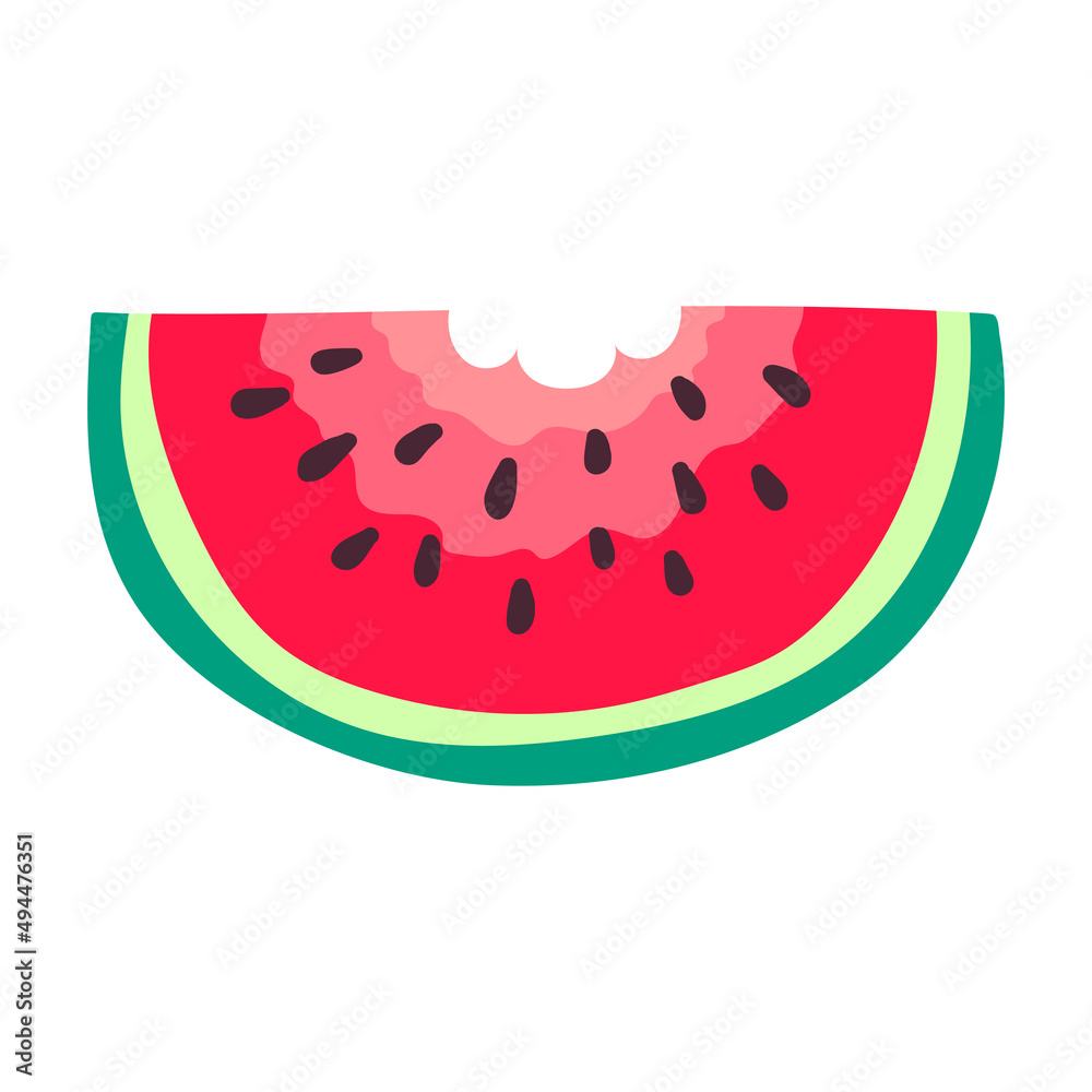 Slice of Watermelon icon. Vector summer fruits. Half slice of watermelon on white background. Slice of Watermelon icon. Vector summer fruits. Half slice of watermelon on white background.