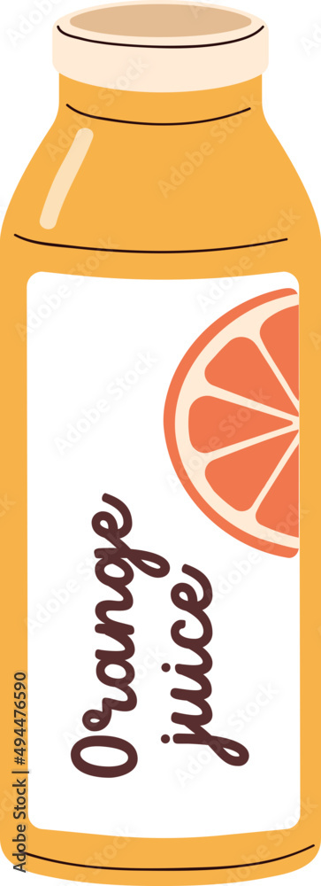 Orange Juice Bottle Cartoon Illustration Stock ベクター | Adobe Stock