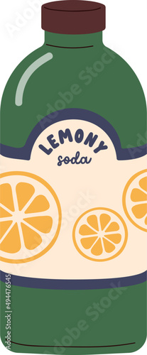 Bottle of Lemon Soda Drink Cartoon Illustration