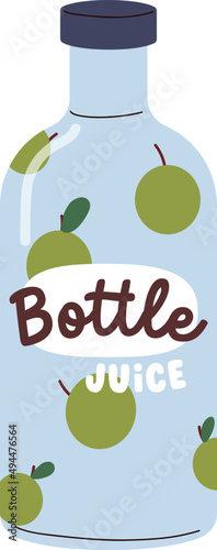 Bottle of Apple Juice Cartoon Illustration