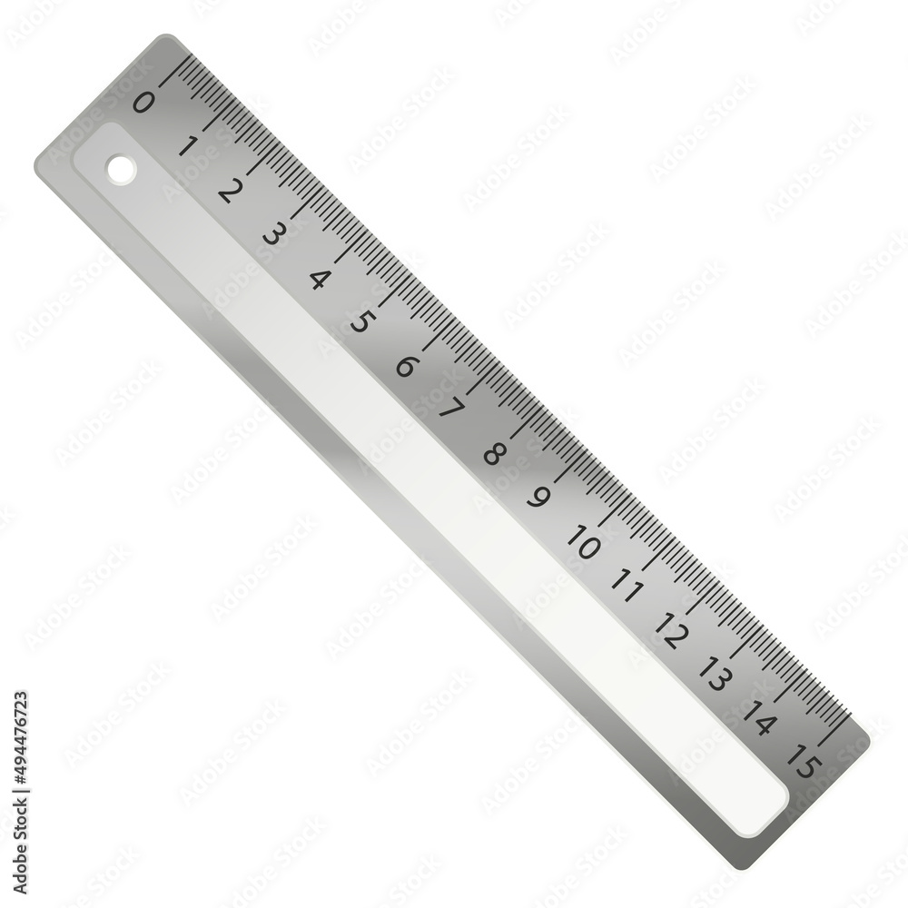 Metal ruler. Straight line drawing school tool Metal ruler. Straight line drawing school tool