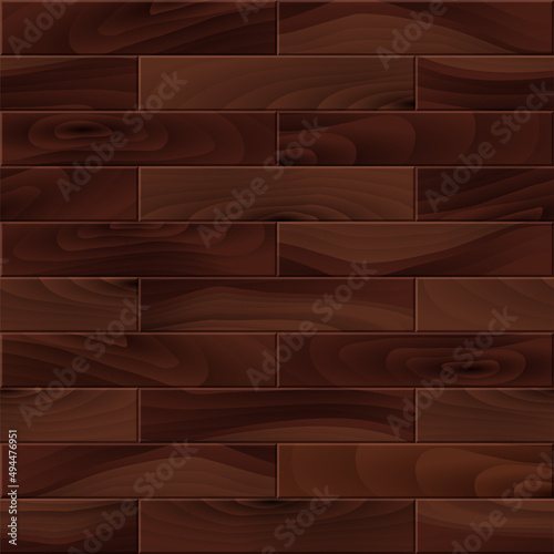 Realistic Dark Brown Wood seamless pattern. Wooden plank, textured board, black floor or wall repeat texture. Vector print for design, flat interior, paper, decor, photo background