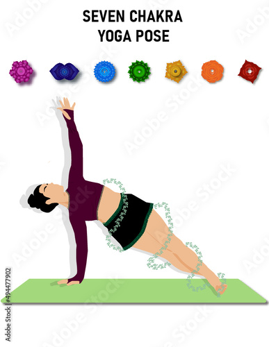 Yoga pose with seven chakra