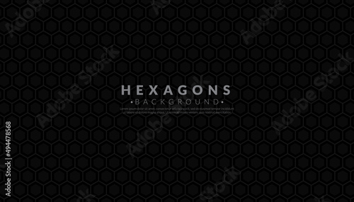 Abstract black hexagon pattern. 3D modern honeycomb background. Vector illustration.
