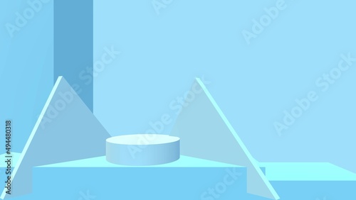 blue platform stage background 3d illustration