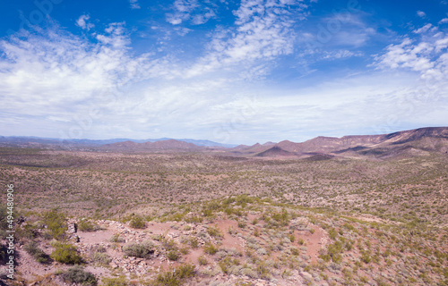 Scenery of the Tonto National Forest with Hohokam ruins, hillfort, petroglyphs in Arizona, the US photo